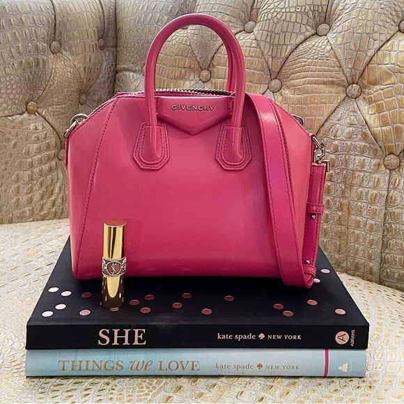 Givenchy Shiny Lord Calfskin Mini Antigona in Hot Pink - Picture 1 of 15